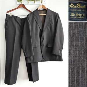Vintage 70's Palm Beach Wool Pinstripe Suit 42R 37x27 Union Made USA Mr Johns